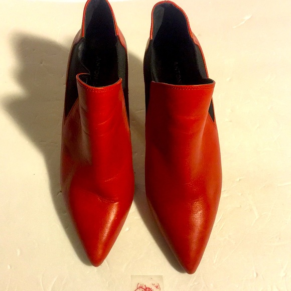 ANTONIO MELANI RED LARA LEATHER BOOTIE HEEL - Picture 1 of 6